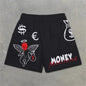 Chic Stylish Y2K Graphic Letter Print Gym Shorts for Men Quick Dry Breathable Shorts with Pockets Casual Workout Fitness Running