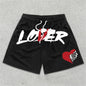 Chic Stylish Y2K Graphic Letter Print Gym Shorts for Men Quick Dry Breathable Shorts with Pockets Casual Workout Fitness Running